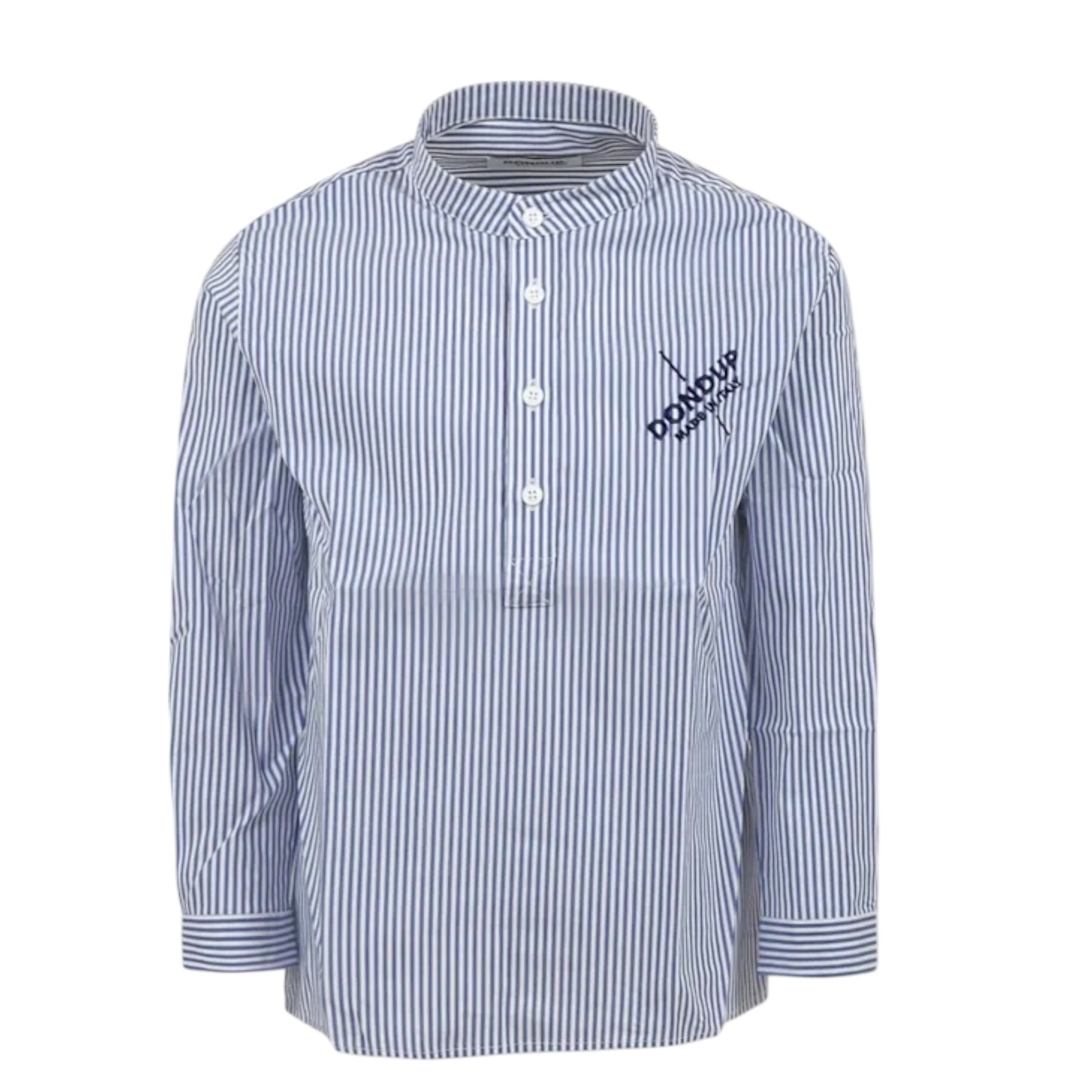Dondup Camicia Tinta Unita con Fantasia A Righe per Bambino DMCA035X BIANCO/BLU DONDUP 