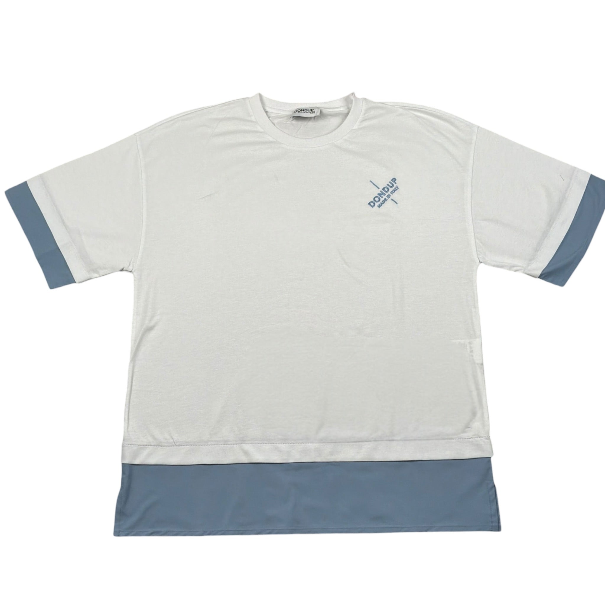 Dondup T-Shirt Girocollo Tinta Unita con Logo per Bambino DMTS033 BIANCO DONDUP 