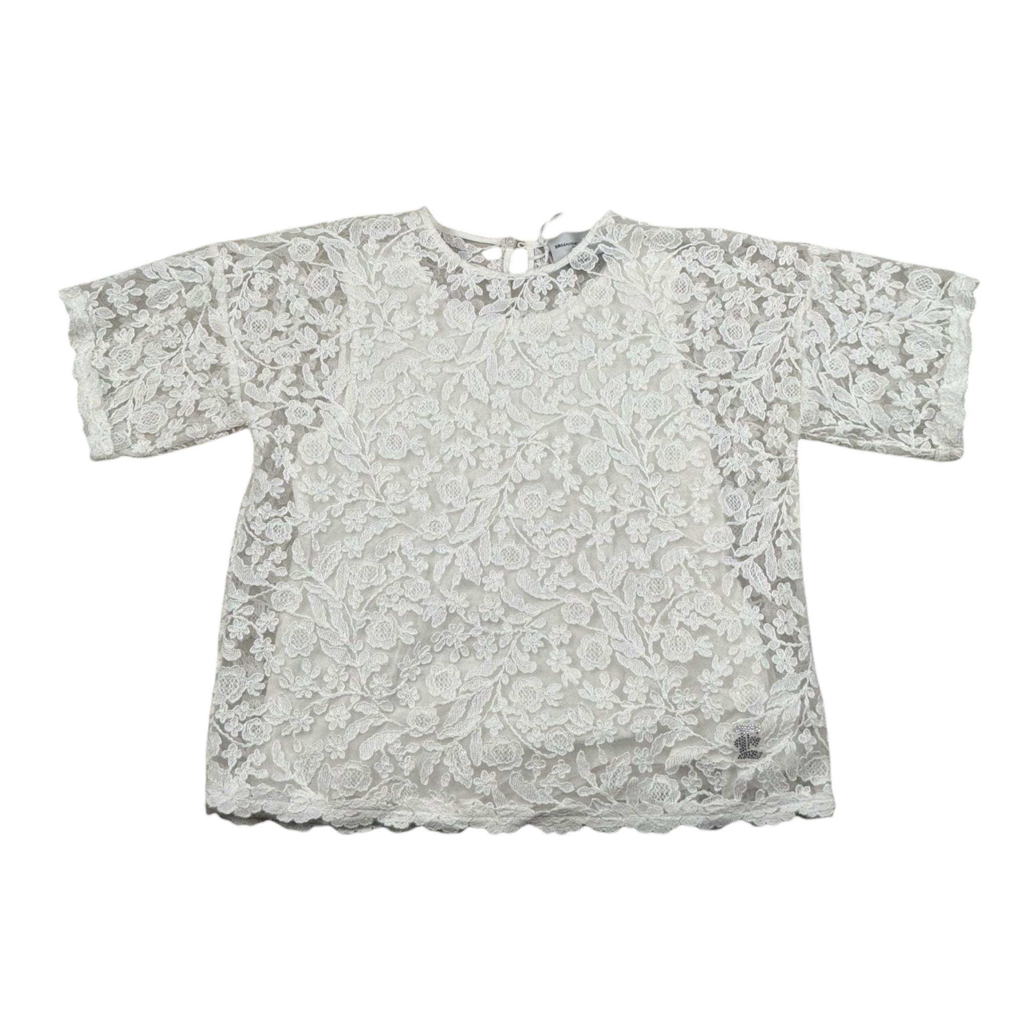 Dondup Camicia Mezza Manica Ricamata con Canotta per Bambina SFCA028 BIANCO DONDUP 
