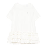 Dou Dou Abito Tinta Unita Mezza Manica con Balze per Bambina DW1A61 BIANCO DOU DOU 