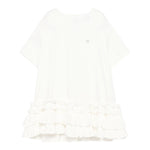 Dou Dou Abito Tinta Unita Mezza Manica con Balze per Bambina DW1A61X BIANCO DOU DOU 