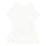 Dou Dou Abito Tinta Unita Mezza Manica con Balze per Bambina DW1A61X BIANCO DOU DOU 