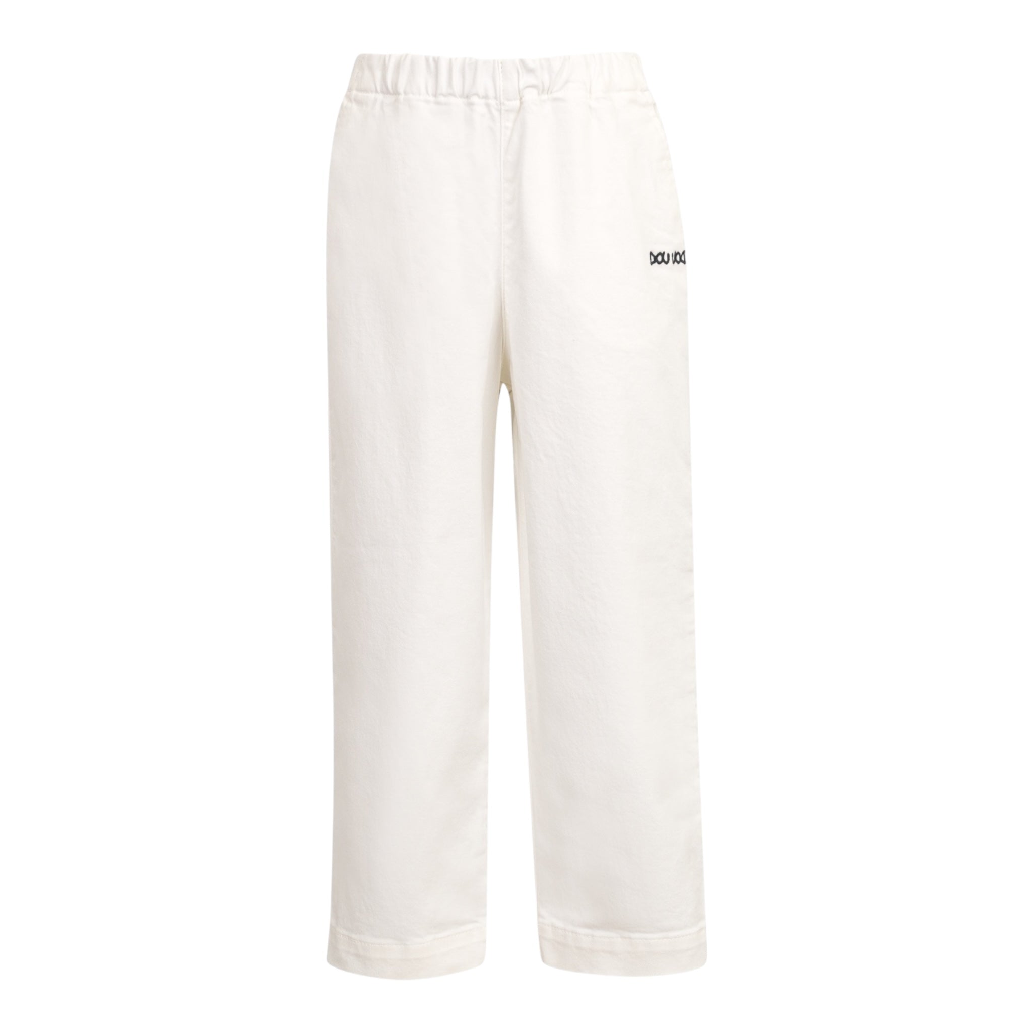 Dou Dou Pantalone Tinta Unita con Logo per Bambina DW6P71 PANNA DOU DOU 
