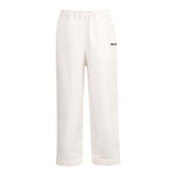 Dou Dou Pantalone Tinta Unita con Logo per Bambina DW6P71X PANNA DOU DOU 