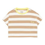 Dou Dou T-Shirt Girocollo Bicolore con Fantasia A Righe per Bambina DW8A21X PANNA/BEIGE DOU DOU 