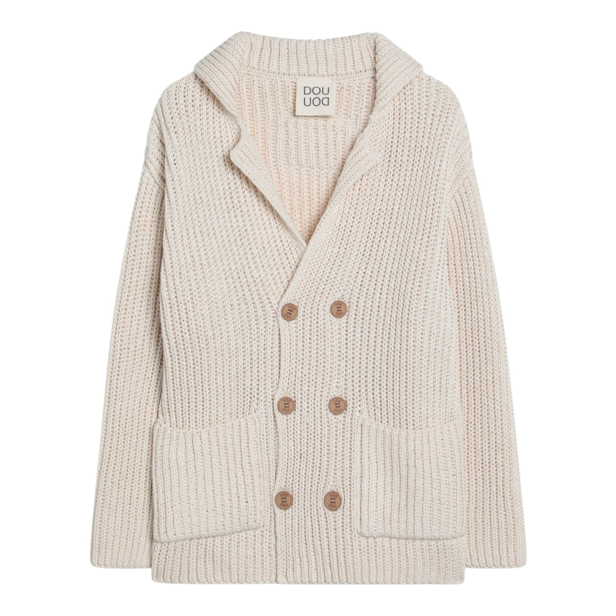 Dou Dou Cardigan Tinta Unita con Bottoni per Bambina DW9P00X BEIGE DOU DOU 
