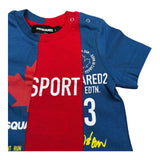 Dsquared2 T-Shirt Girocollo Tinta Unita con Stampa per Neonato DQ0032 BLU DSQUARED2 