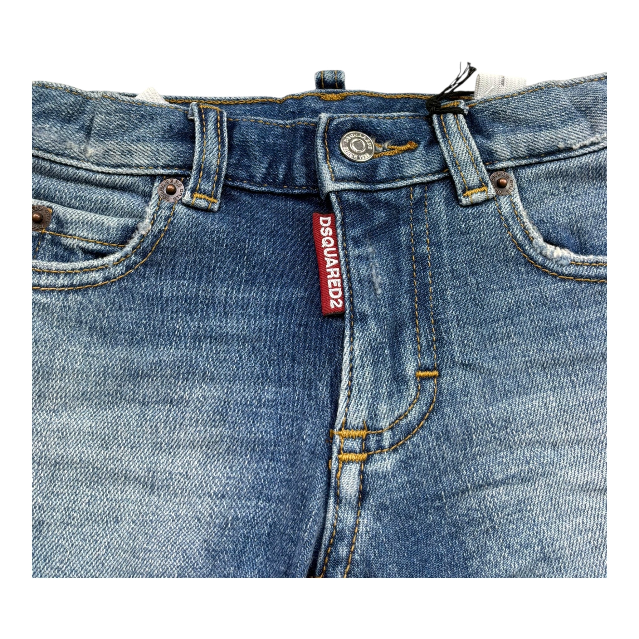 Dsquared2 Bermuda Tinta Unita In Denim per Bambino DQ00WG BLU DSQUARED2 