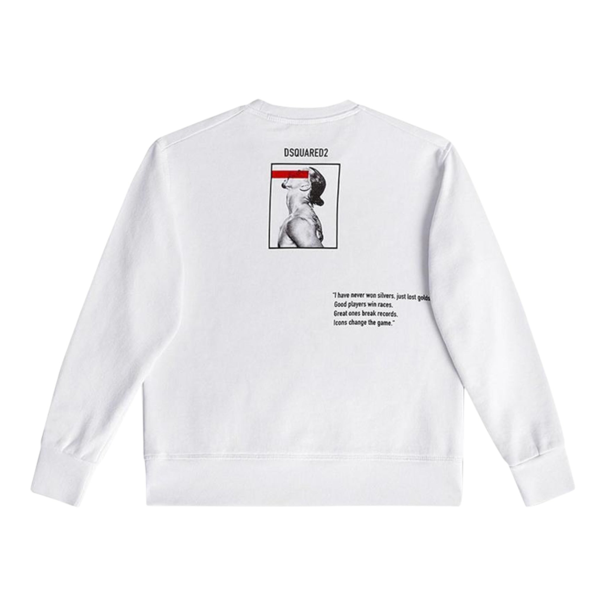Dsquared2 Felpa Chiusa Girocollo tinta unita con Stampa Bianco per Bambino DQ0346 BIANCO DSQUARED2 