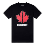 Dsquared2 T-Shirt Girocollo Tinta Unita con Stampa per Neonato DQ0702N NERO DSQUARED2 