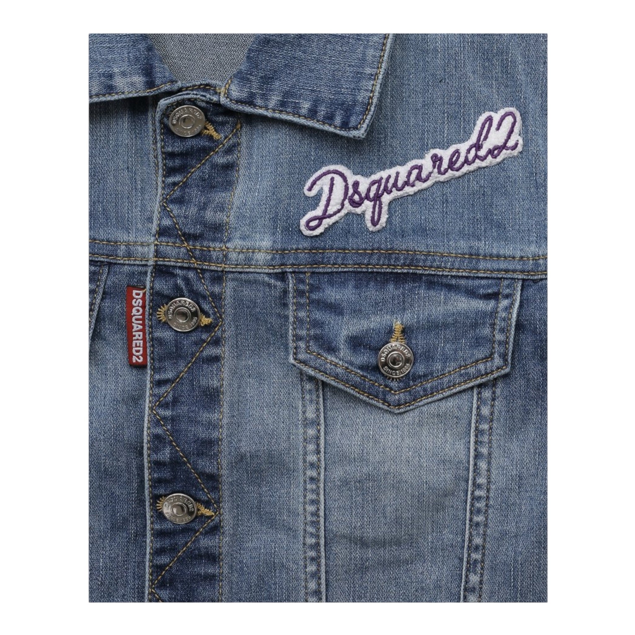Dsquared2 Giubbino Modello Smanicato In Denim per Bambino DQ2123 BLU DSQUARED2 