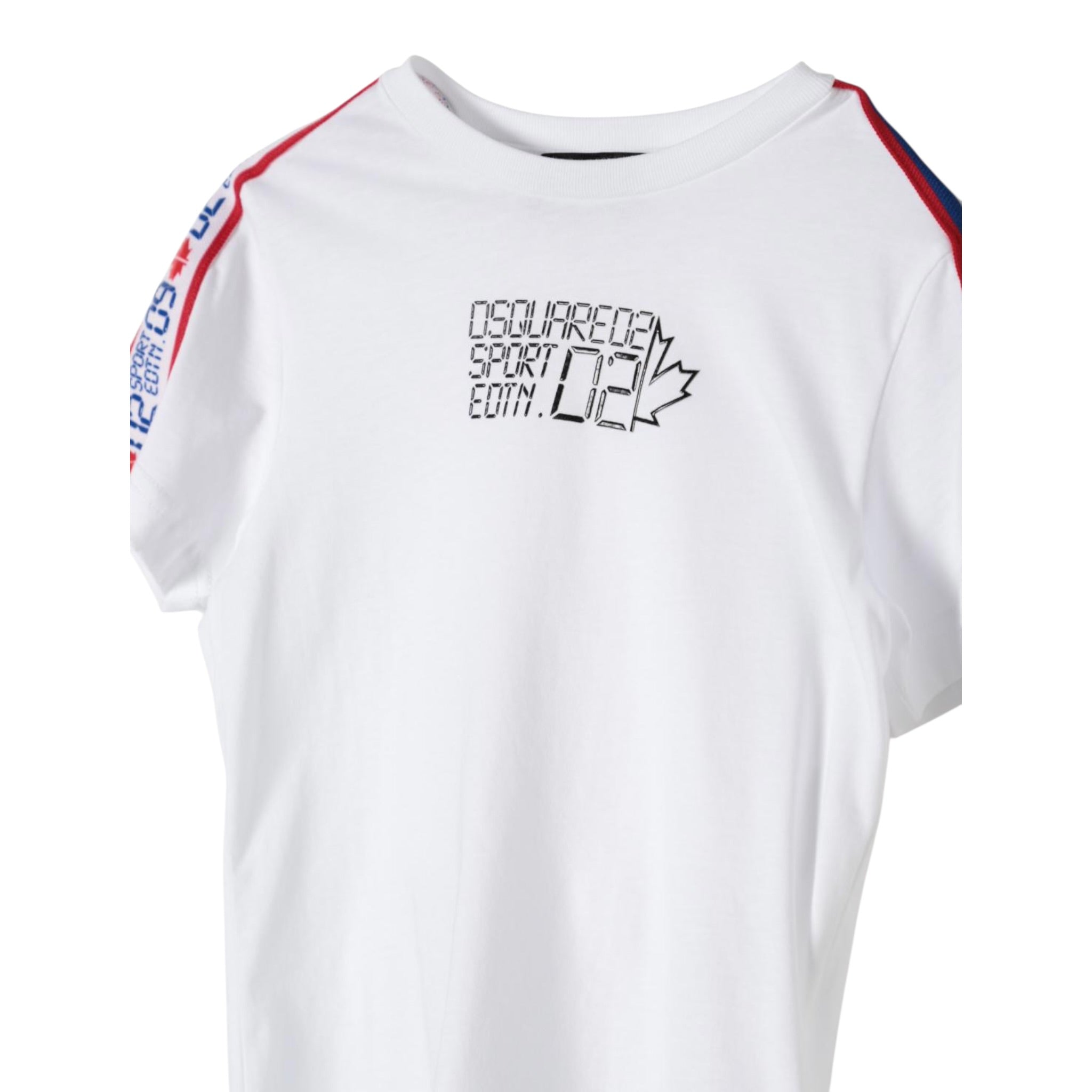 Dsquared2 T-Shirt Girocollo Tnta Unita con Logo per Bambino DQ2176 BIANCO DSQUARED2 