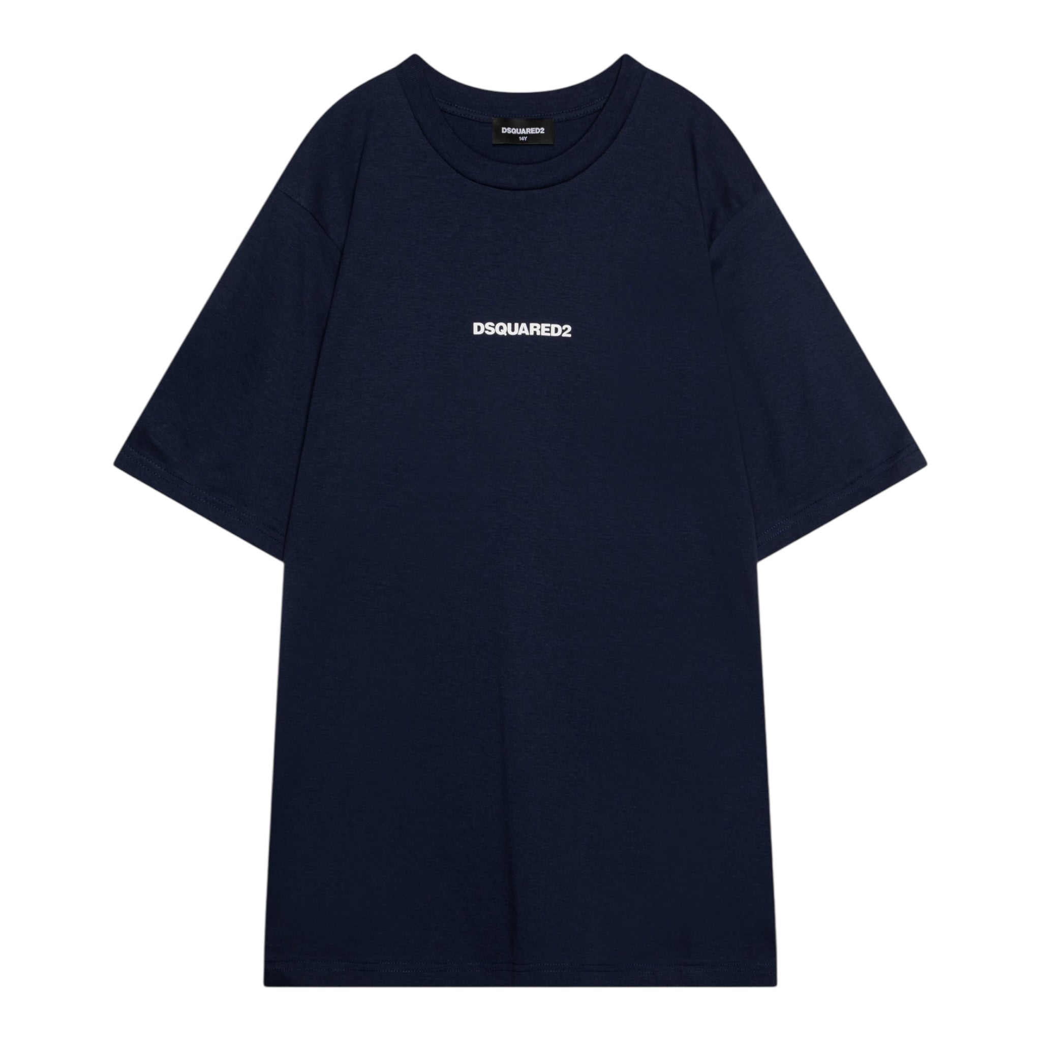 Dsquared2 T-Shirt Girocollo Tinta Unita con Stampa per Bambino DQ2478 BLU DSQUARED2 