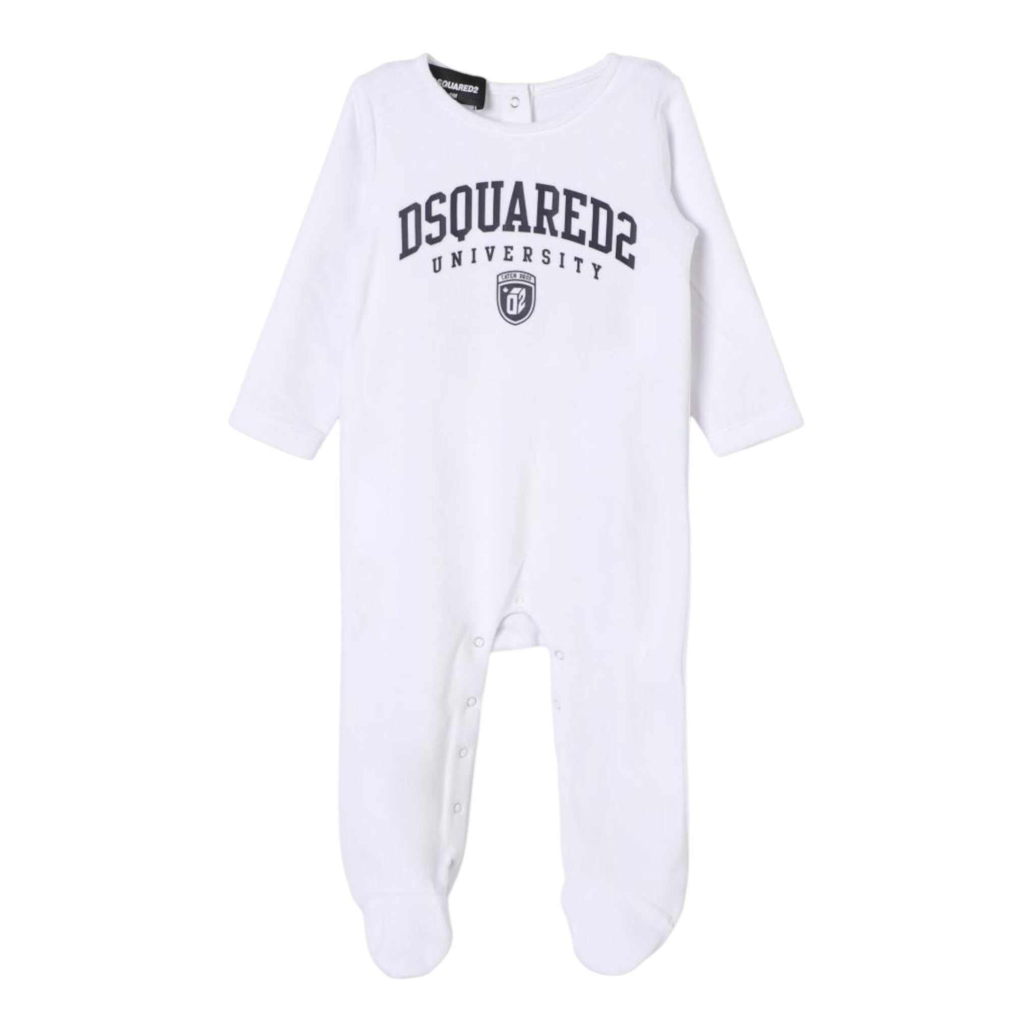 Dsquared2 Tutina Tinta Unita con Stampa per Neonato DQ2506 BIANCO DSQUARED2 