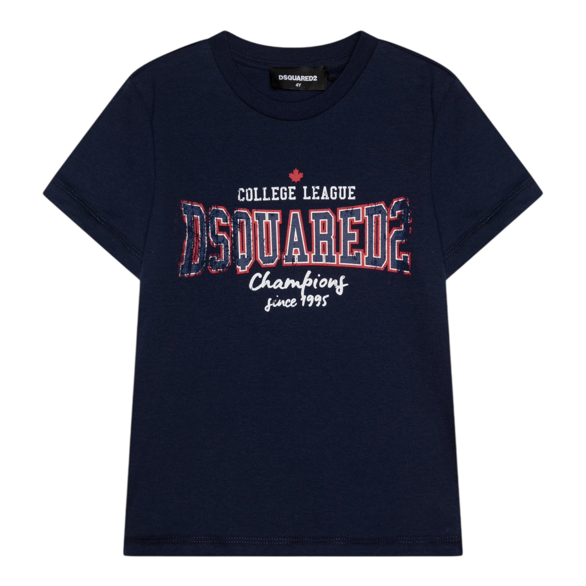 Dsquared2 T-Shirt Girocollo Tinta Unita con Stampa per Bambino DQ2742 BLU DSQUARED2 