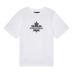 Dsquared2 T-Shirt Girocollo Tinta Unita con Stampa per Bambino DQ2743X BIANCO DSQUARED2 