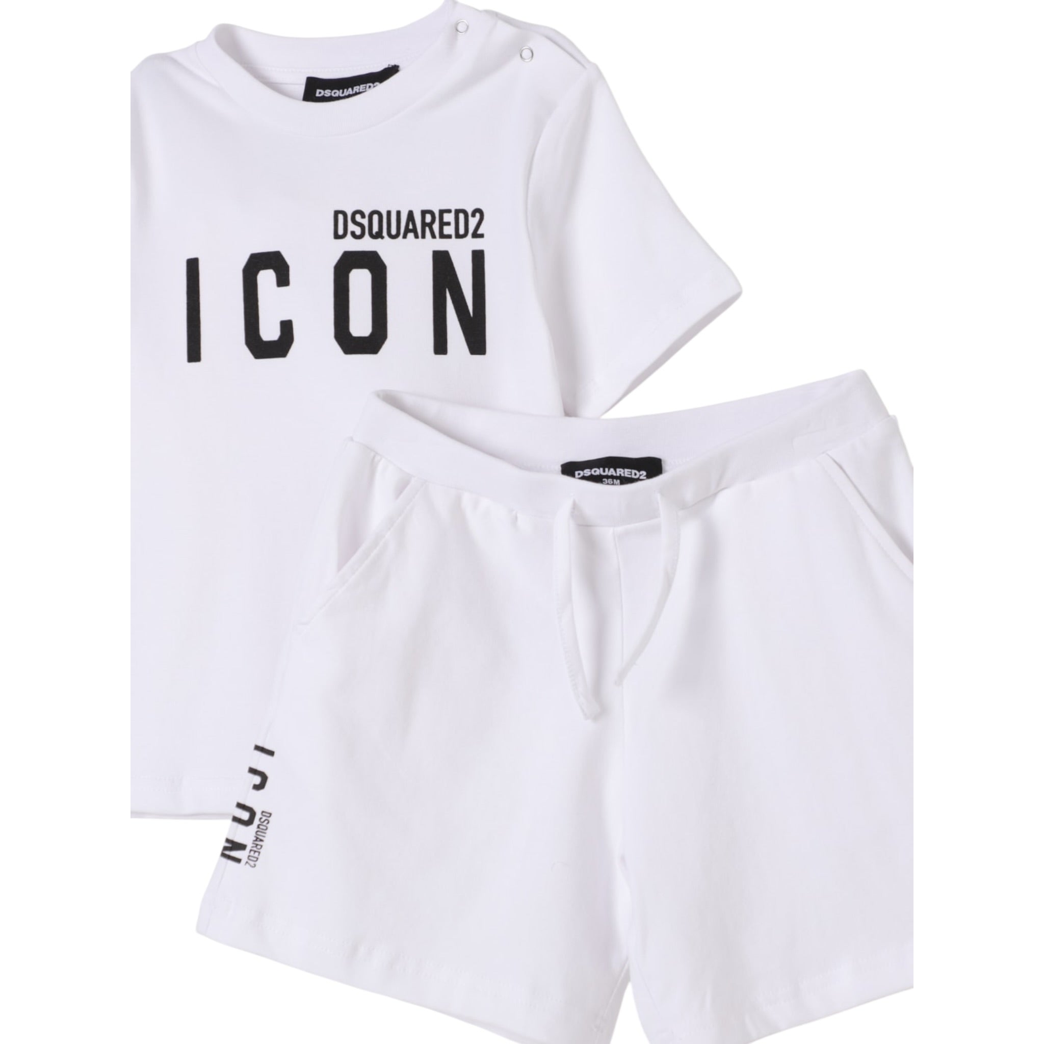Dsquared2 Completo 2 Pezzi T-Shirt-Bermuda tinta unita Bianco per Neonato DQ2953 BIANCO DSQUARED2 