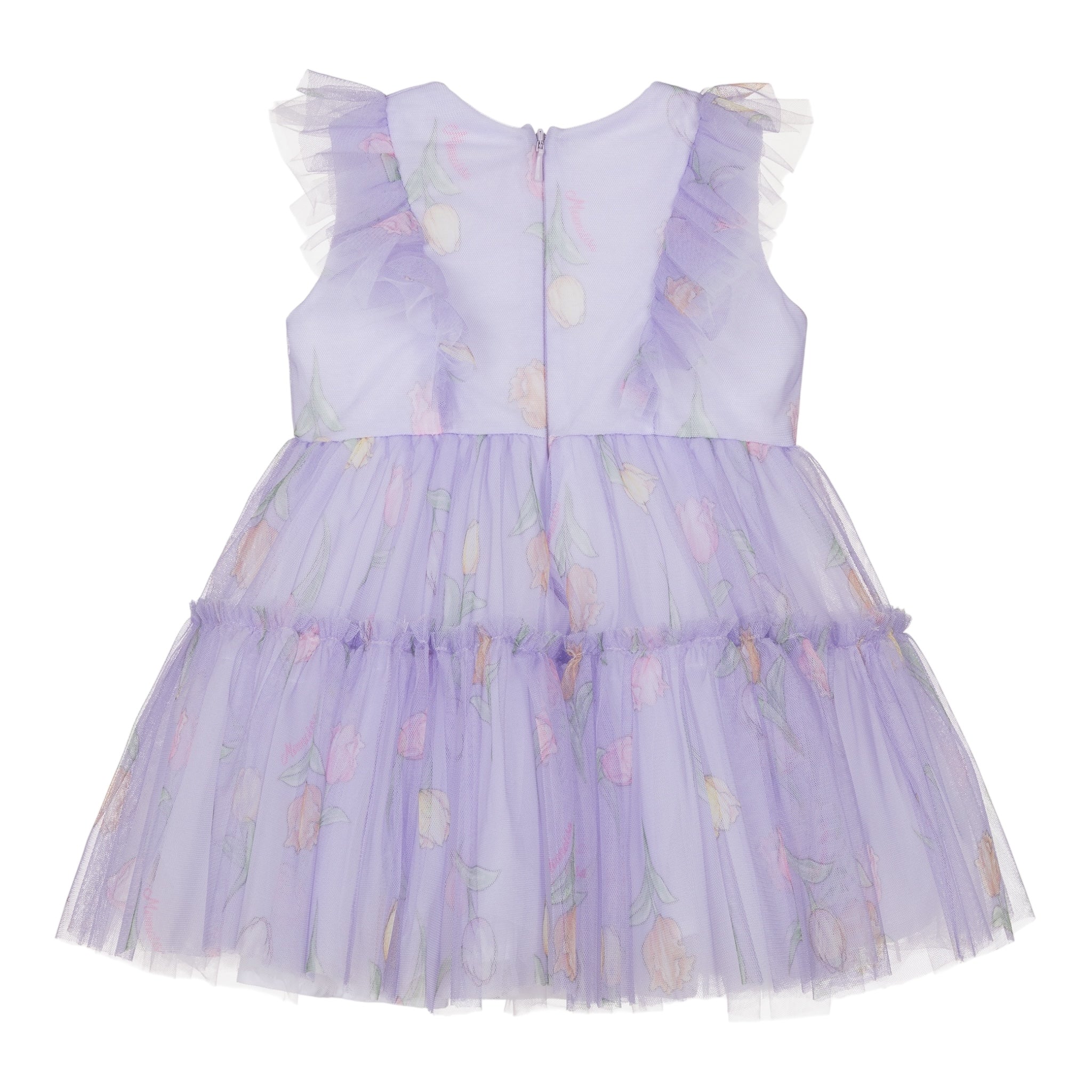 Monnalisa Abito Giromanica Tinta Unita con Tulle per Neonata 31A903 LILLA MONNALISA 