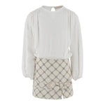 Elisabetta Franchi Abito Manica Lunga con Stampe Logo per Bambina EFAB589 BIANCO ELISABETTA FRANCHI 