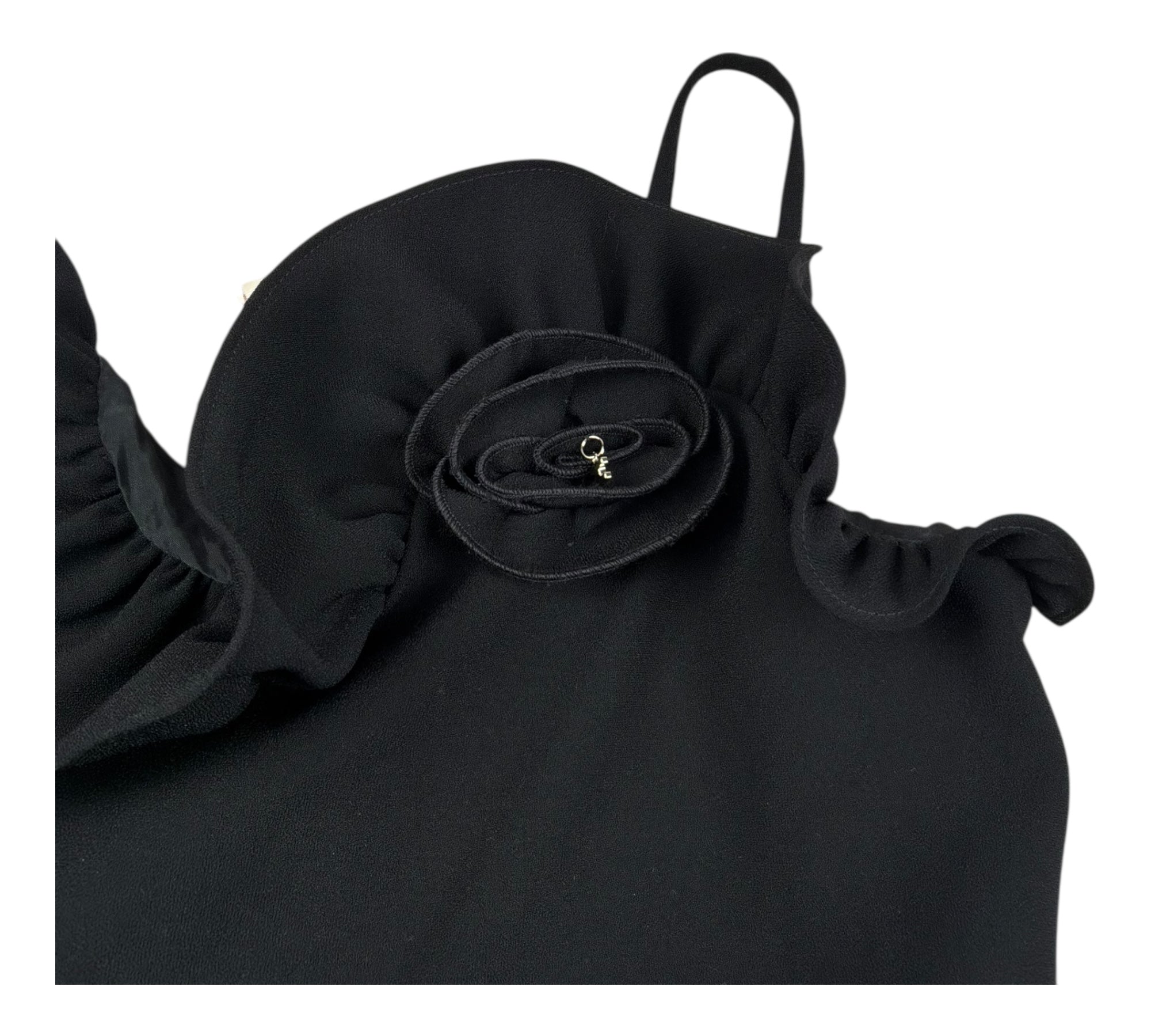 Elisabetta Franchi Abito A Bretelle Tinta Unita con Applicazioni per Bambina EFAB604X NERO ELISABETTA FRANCHI 