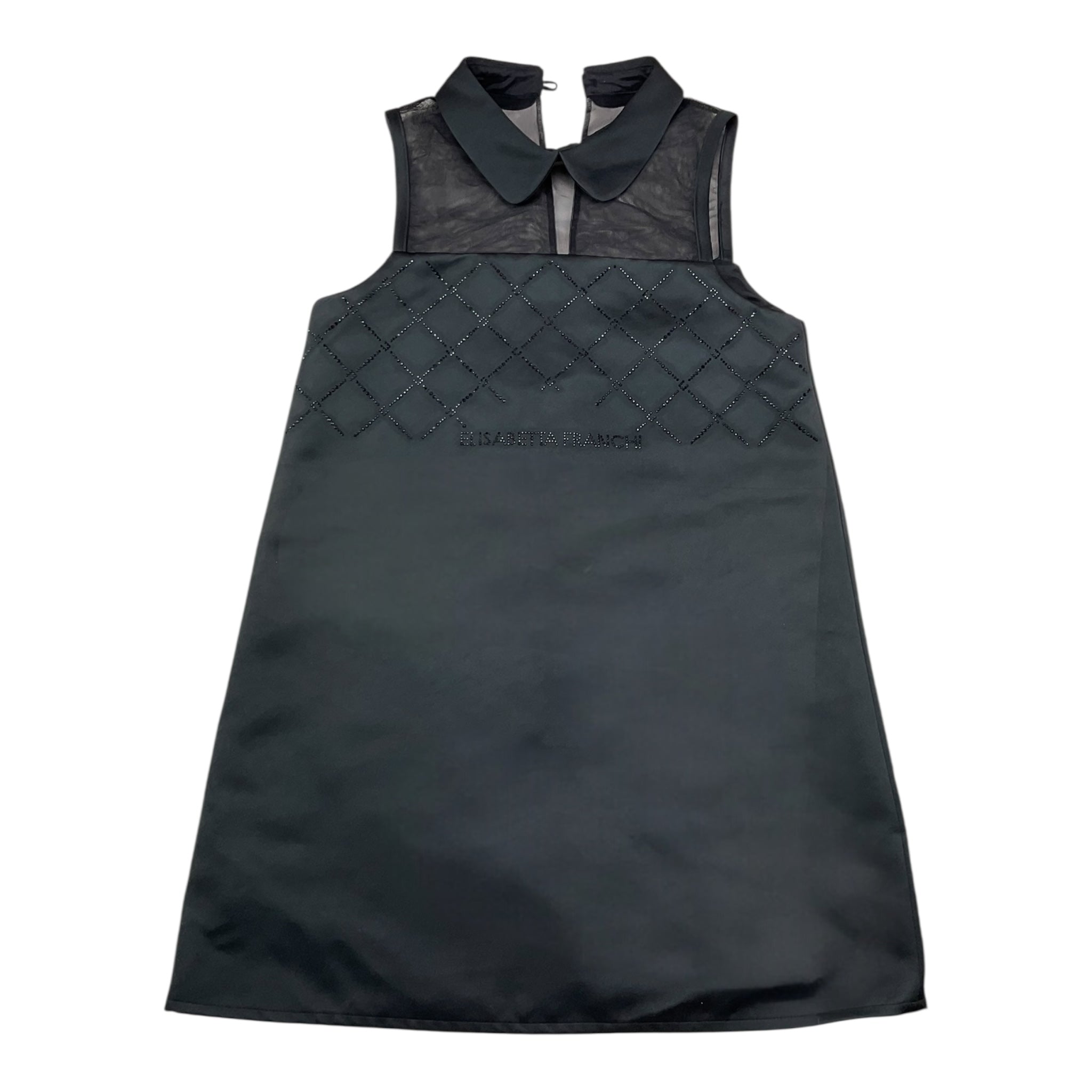 Elisabetta Franchi Abito Giromanica Tinta Unita con Brillantini per Bambina EFAB618 NERO ELISABETTA FRANCHI 