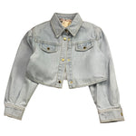 Elisabetta Franchi Giubbino In Denim Modello Crop con Bottoni per Bambina EFCA255 AZZURRO ELISABETTA FRANCHI 