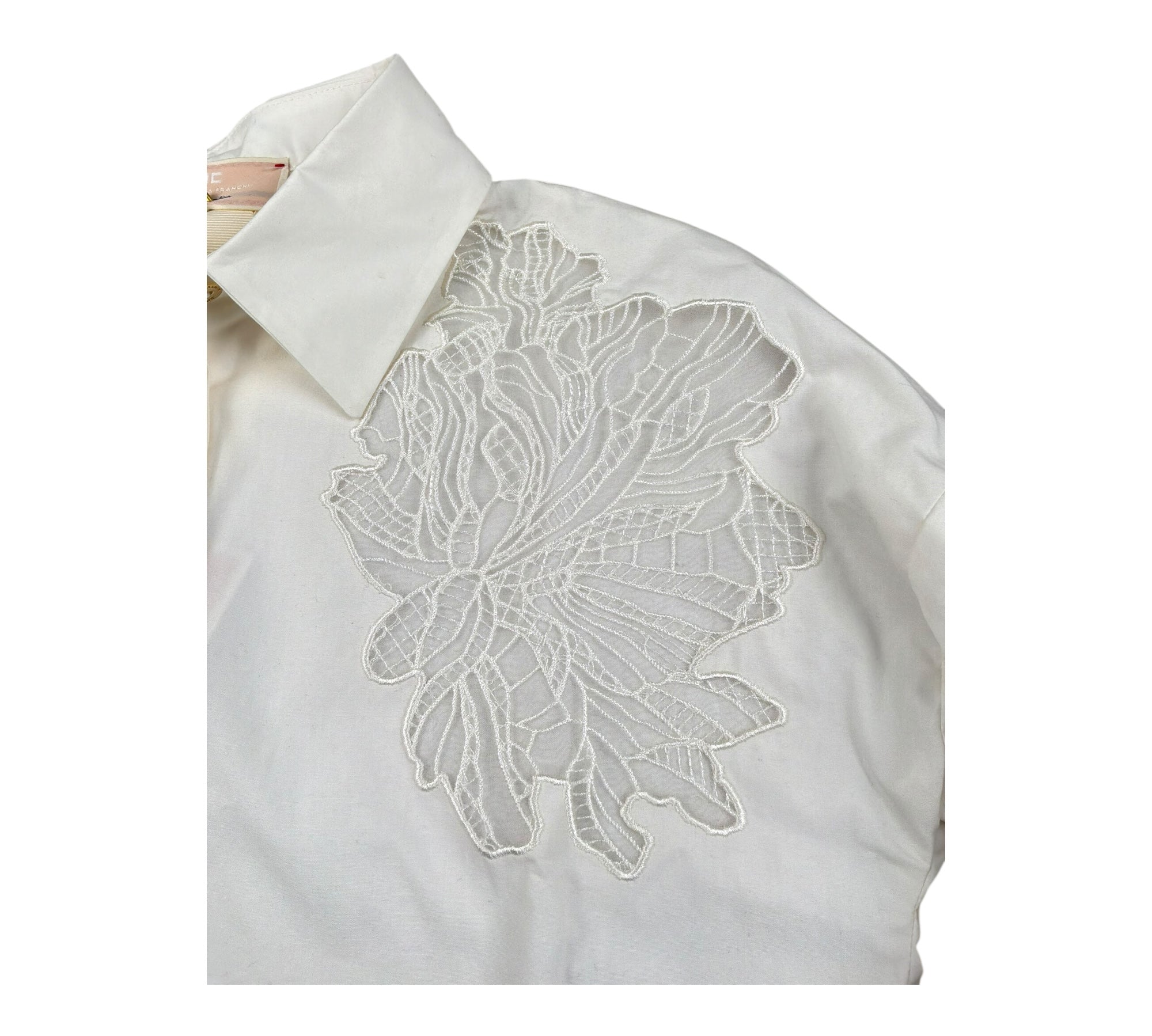 Elisabetta Franchi Camicia Manica Lunga Tinta Unita con Ricami per Bambina EFCA263 PANNA ELISABETTA FRANCHI 