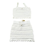 Elisabetta Franchi Completo 2 Pezzi Gonna Tinta Unita con Ricami-Top per Bambina EFCM015X BIANCO ELISABETTA FRANCHI 