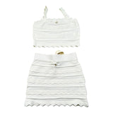 Elisabetta Franchi Completo 2 Pezzi Gonna Tinta Unita con Ricami-Top per Bambina EFCM015X BIANCO ELISABETTA FRANCHI 