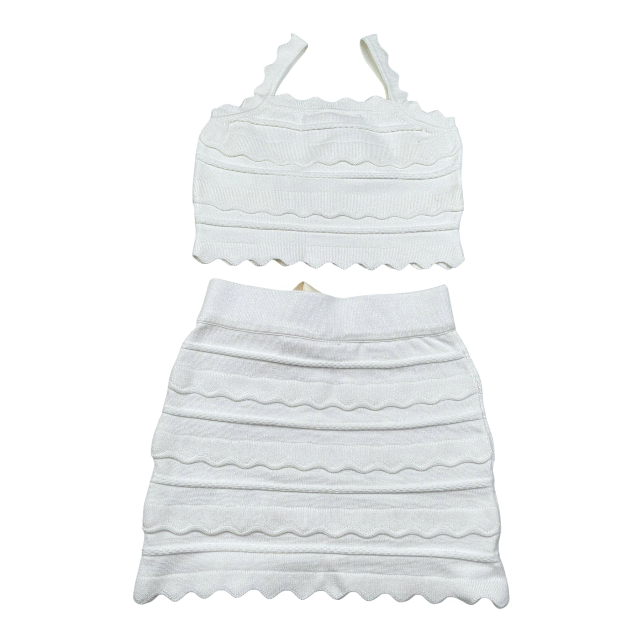 Elisabetta Franchi Completo 2 Pezzi Gonna Tinta Unita con Ricami-Top per Bambina EFCM015X BIANCO ELISABETTA FRANCHI 