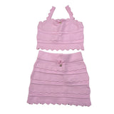 Elisabetta Franchi Completo 2 Pezzi Gonna Tinta Unita con Ricami-Top per Bambina EFCM015X ROSA ELISABETTA FRANCHI 