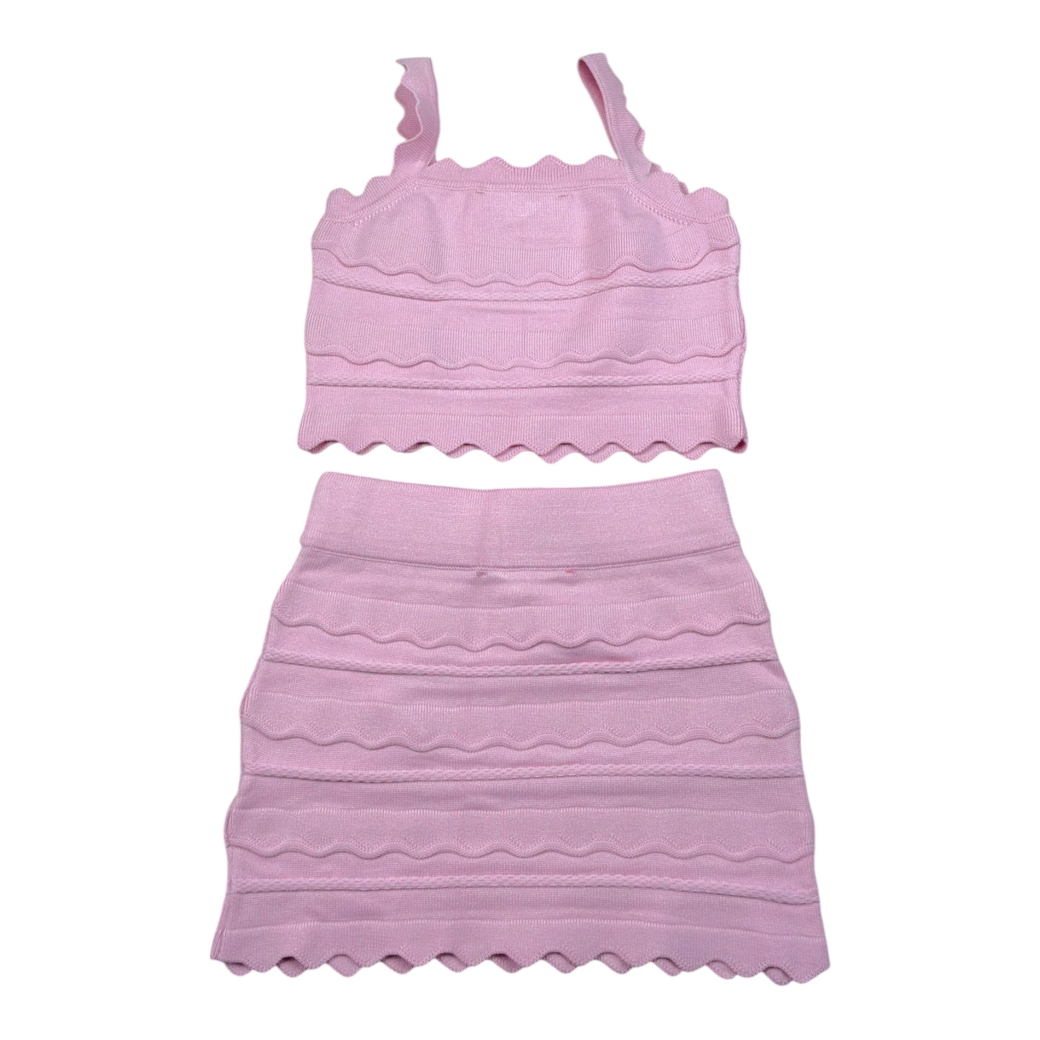 Elisabetta Franchi Completo 2 Pezzi Gonna Tinta Unita con Ricami-Top per Bambina EFCM015X ROSA ELISABETTA FRANCHI 
