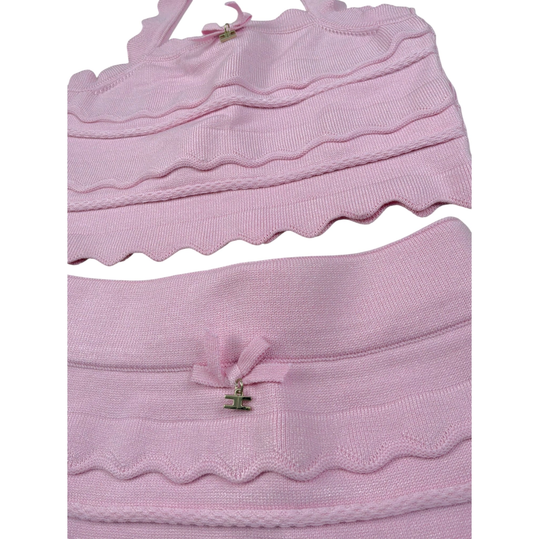 Elisabetta Franchi Completo 2 Pezzi Gonna Tinta Unita con Ricami-Top per Bambina EFCM015X ROSA ELISABETTA FRANCHI 