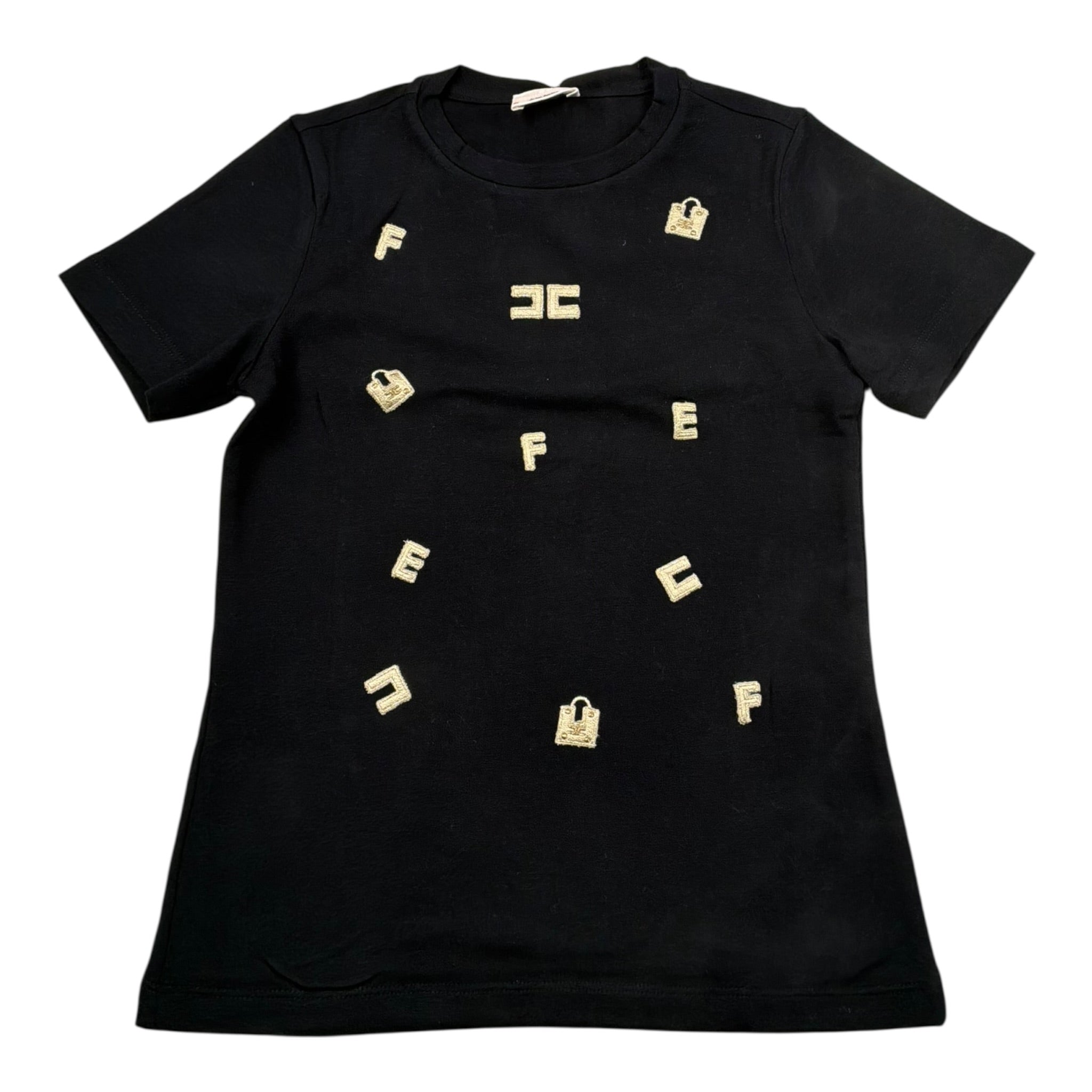 Elisabetta Franchi T-Shirt Girocollo Tinta Unita con Stampa per Bambina EFTS188 NERO ELISABETTA FRANCHI 