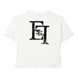 Elisabetta Franchi T-Shirt Girocollo Tinta Unita con Logo per Bambina EFTS217 BIANCO ELISABETTA FRANCHI 