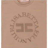 Elisabetta Franchi T-Shirt Girocollo Tinta Unita con Logo per Bambina EFTS218 CAMMELLO ELISABETTA FRANCHI 