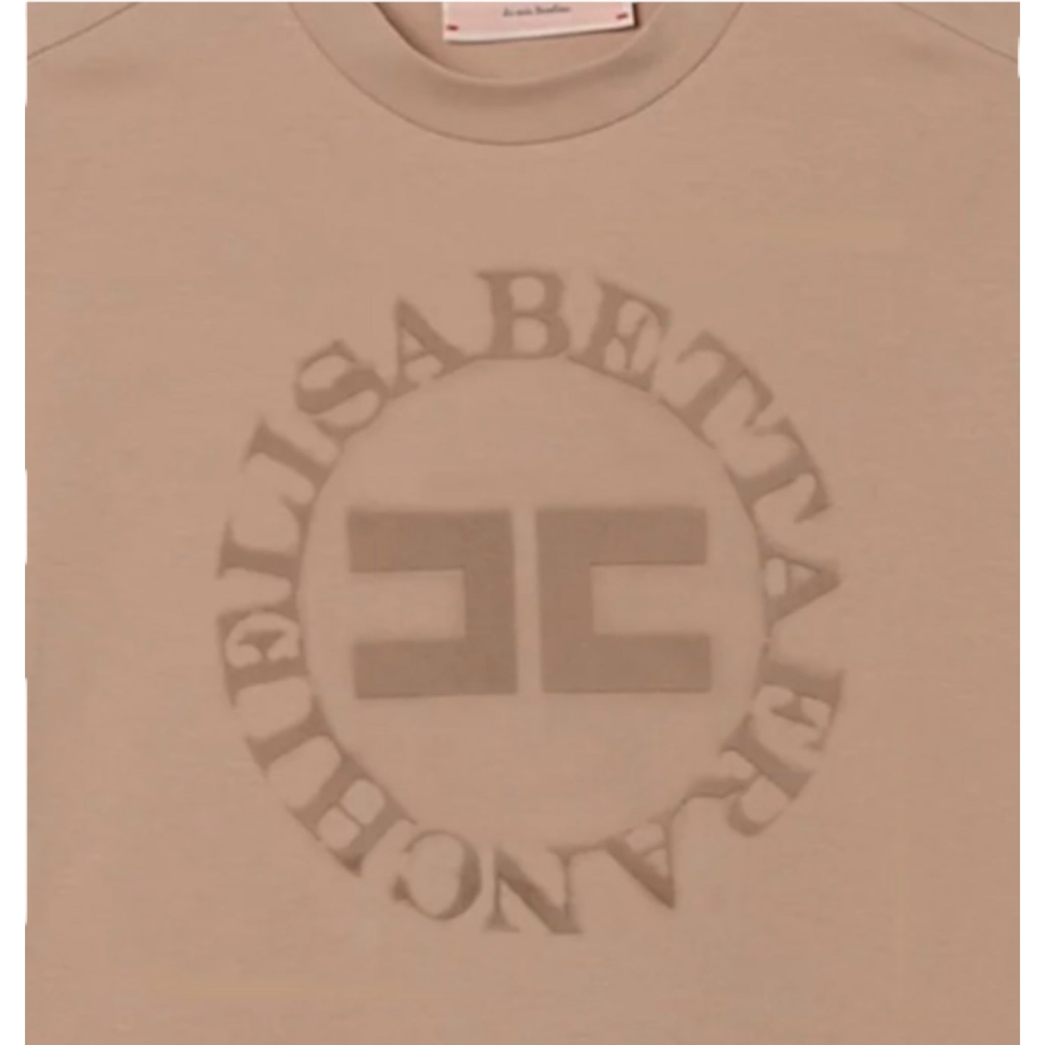 Elisabetta Franchi T-Shirt Girocollo Tinta Unita con Logo per Bambina EFTS218 CAMMELLO ELISABETTA FRANCHI 
