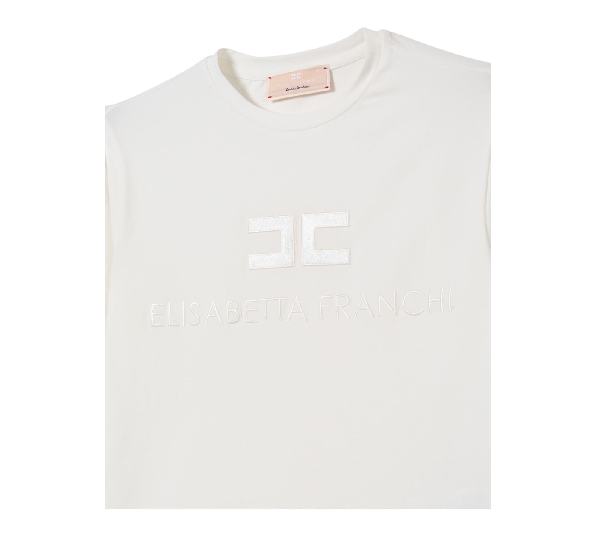 Elisabetta Franchi T-Shirt Girocollo Tinta Unita con Logo per Bambina EFTS231XX PANNA ELISABETTA FRANCHI 