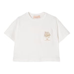 Elisabetta Franchi T-Shirt Girocollo Tinta Unita con Logo per Bambina EFTS232XX PANNA ELISABETTA FRANCHI 