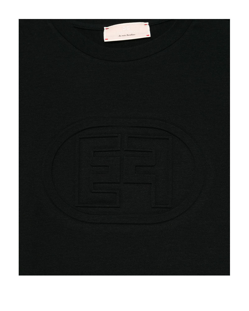 Elisabetta Franchi T-Shirt Girocollo Tinta Unita con Stampa per Bambina EFTS233 NERO ELISABETTA FRANCHI 