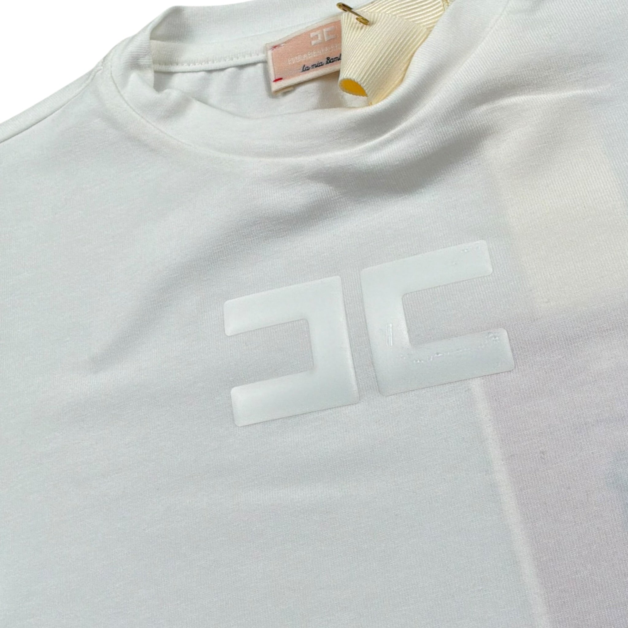 Elisabetta Franchi T-Shirt Girocollo Tinta Unita con Stampa per Bambina EGTS091 BIANCO ELISABETTA FRANCHI 