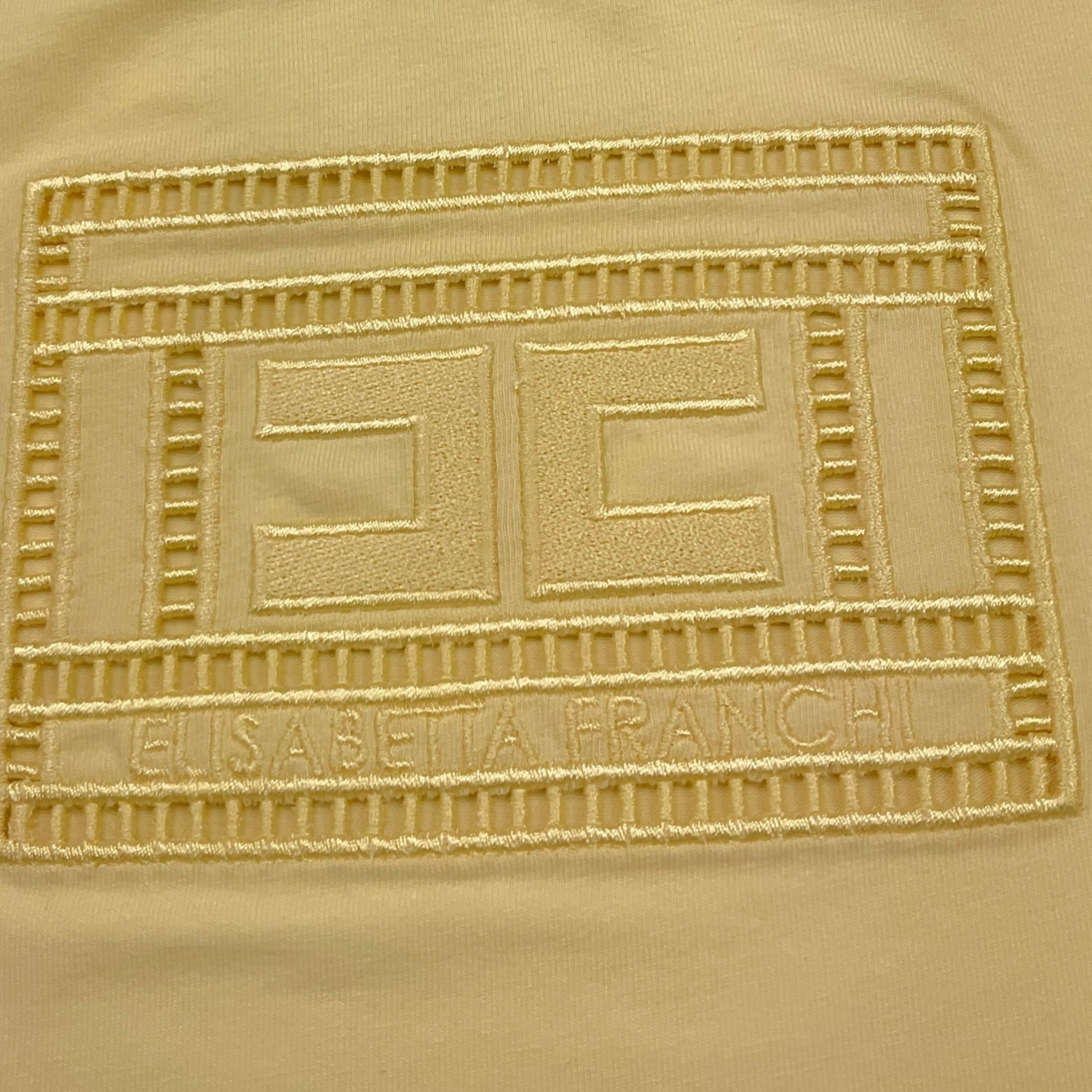 Elisabetta Franchi T-Shirt Girocollo Tinta Unita con Stampa Traforata per Neonata EGTS096N GIALLO ELISABETTA FRANCHI 