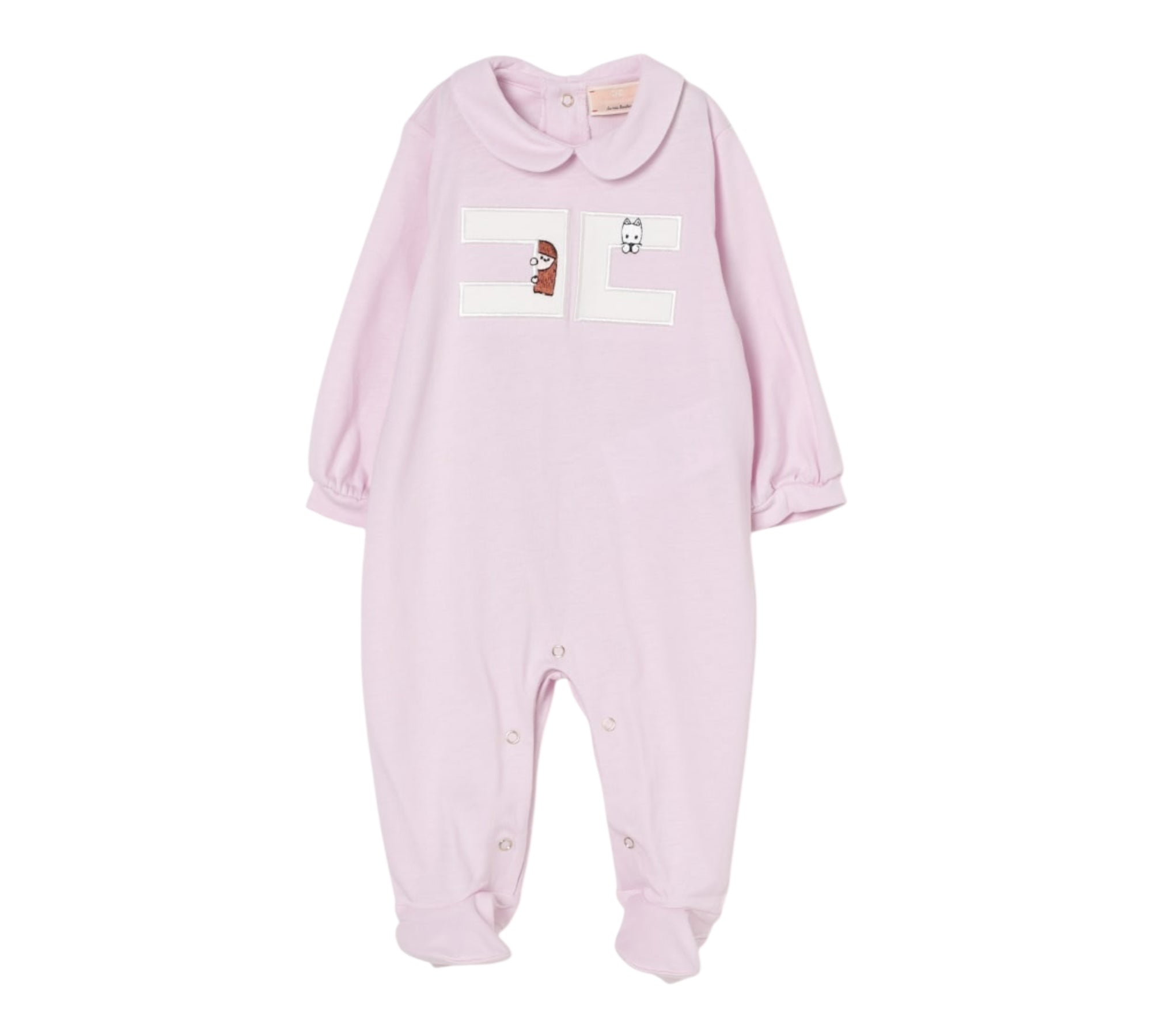 Elisabetta Franchi Tutina Manica Lunga Tinta Unita con Ricami per Neonata ENTU131X LILLA ELISABETTA FRANCHI 