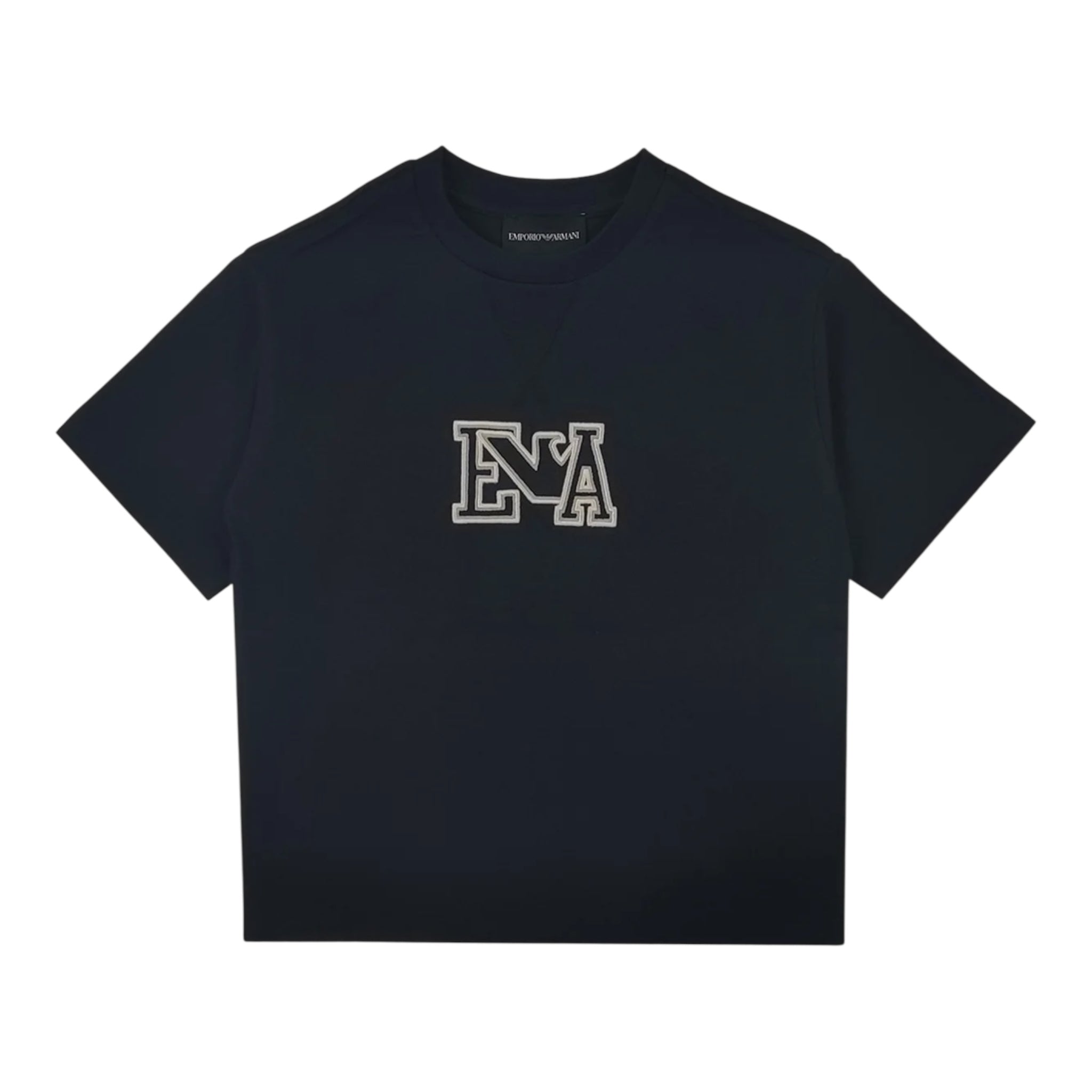 Emporio Armani T-Shirt Girocollo Tinta Unita con Logo per Bambina 3D4TJ6 BLU EMPORIO ARMANI 