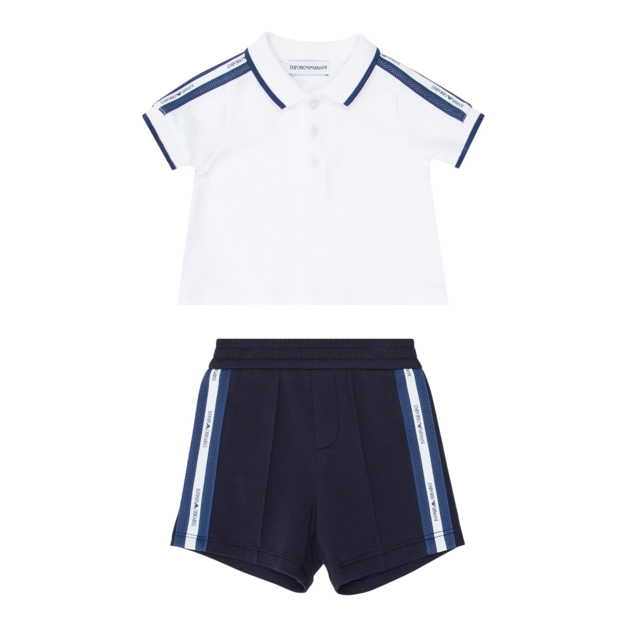 Emporio Armani Completo 2 Pezzi Polo-Bemuda per Neonato EB000389 BIANCO/BLU EMPORIO ARMANI 