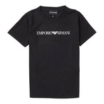 Emporio Armani T-Shirt Girocollo Tinta Unita con Stemma Logo per Bambino EB0004211 BLU EMPORIO ARMANI 