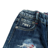Fred Mello Bermuda In Denim tinta unita con Girovita Regolabile Blu per Bambino 018699 BLU FRED MELLO 
