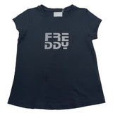 Freddy T-Shirt Girocollo Tinta Unita con Logo per Bambina FR1950 NERO FREDDY 