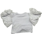 Fun & Fun T-Shirt Girocollo Tinta Unita con Rouches per Bambina FBTS01383 BIANCO FUN & FUN 
