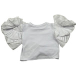 Fun & Fun T-Shirt Girocollo Tinta Unita con Rouches per Bambina FBTS01383 BIANCO FUN & FUN 